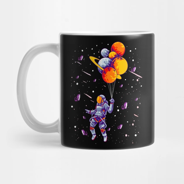 Astronaut Holding Planet Balloons Spaceman Planets Space by Alinutzi